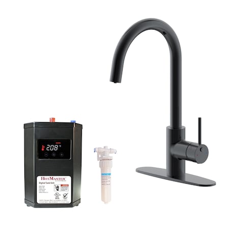 Westbrass HotMaster 3 in 1 High Arch Single Handle Kitchen Faucet Appliance W/ Single Stage Carbon Filter & Di KH31BK-12